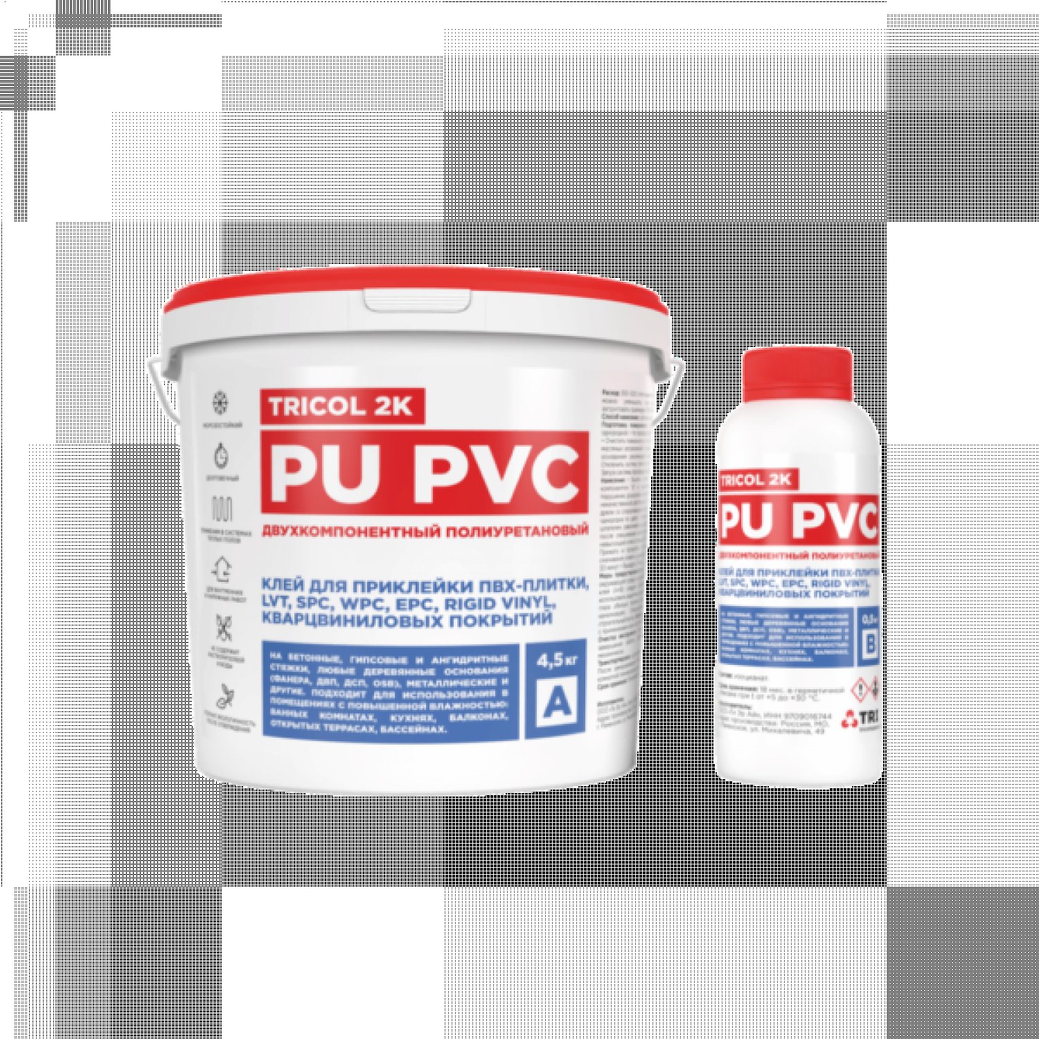 Клей для ПВХ Клей для ПВХ, SPC и кварцвиниловых покрытий TRICOL 2K PU PVC Клей для ПВХ, SPC и кварцвиниловых покрытий TRICOL 2K PU PVC